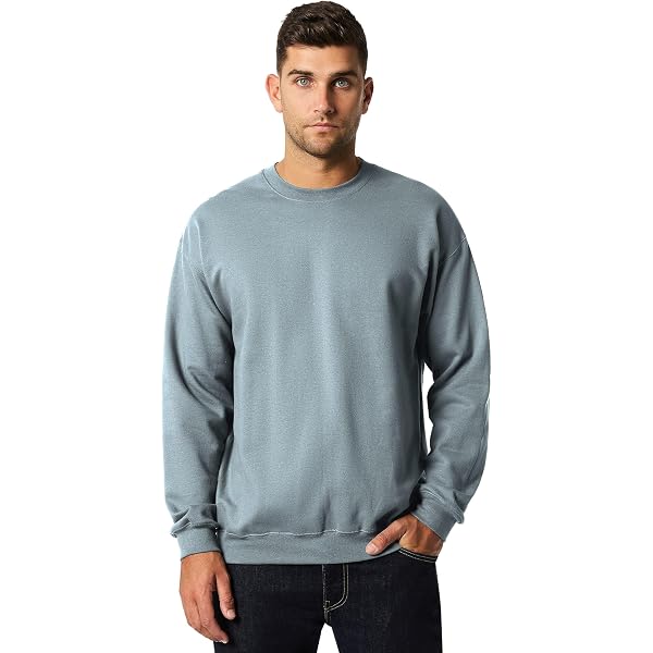 Gildan Mens Softstyle Crewneck Sweatshirt, L, Stone Blue at Amazon