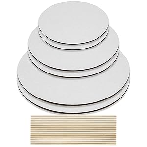 Cake Boards and Wooden Dowels, Set of 6 Cardboards Cake Circle Bases, 6,8, and 10 inch, 2 of Each Size, with 16 Dowels - Supplies for Two 3 Tier Cakes