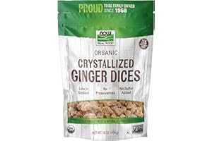 NOW Foods, Organic Crystallized Ginger Dices, Low-Sodium, Preservative-Free and Non-GMO, 16-Ounce (Packaging May Vary)