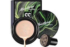 Mushroom Head Air Cushion CC Cream Foundation,QIUFSSE Mushroom Head Foundation BB Cream Makeup Foundation Concealer Brighten Long-lasting Oil Control and Moisturizing-Natural