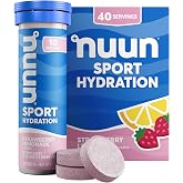 Nuun Sport Electrolyte Tablets, GF &amp; Vegan, Strawberry Lemonade, 4 Pack | 40 Servings with Magnesium, Calcium, Potassium, Chloride &amp; Sodium, Gluten Free &amp; Vegan