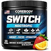 Switch, Brain Boosting Nootropic Energy Supplement Powder - Made in USA - Alpha GPC, NALT, Ashwagandha, Sugar Free Energy, Keto, Increase Mental Focus & Cognitive Function, Enhances Mood & Memory