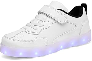 Voovix Kids LED Light Up Shoes Shiny Low-Top Sneakers for Boys and Girls Child Unisex