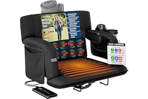 Alpcour Heated Massage Reclining Stadium Seat for Bleachers – Wide Bleacher Chair with Back Support and Cushion, Armrests, Large Pockets, and Multiple Safety Features – Best Stadium Seats Chairs