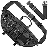 Fitdom Tactical Inspired Large Sling Bag For Men. Perfect Techwear Accessories EDC Bag For Men. Multi-Functional Waist Pack