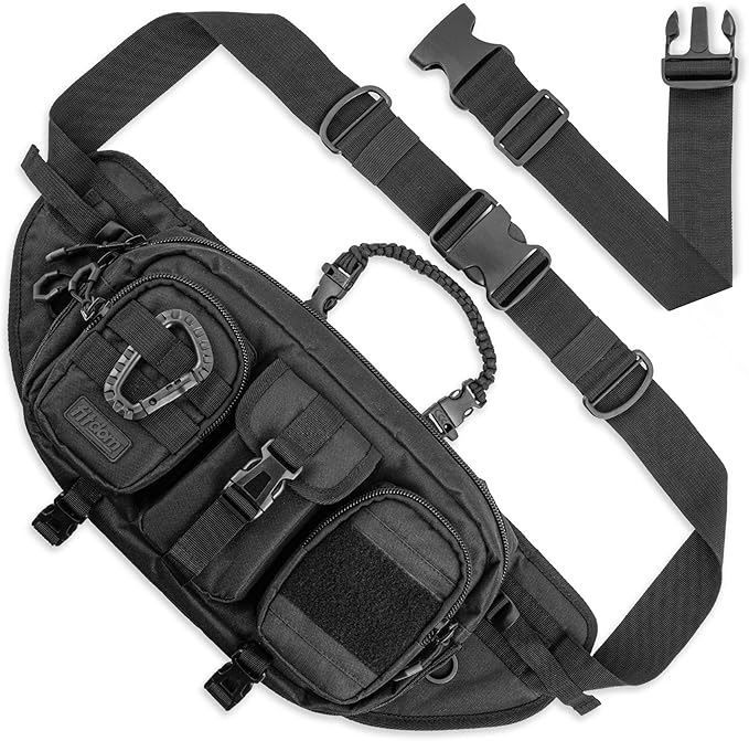 Fitdom Large Tactical Sling Bag for Men. Made from Heavy Duty Techwear