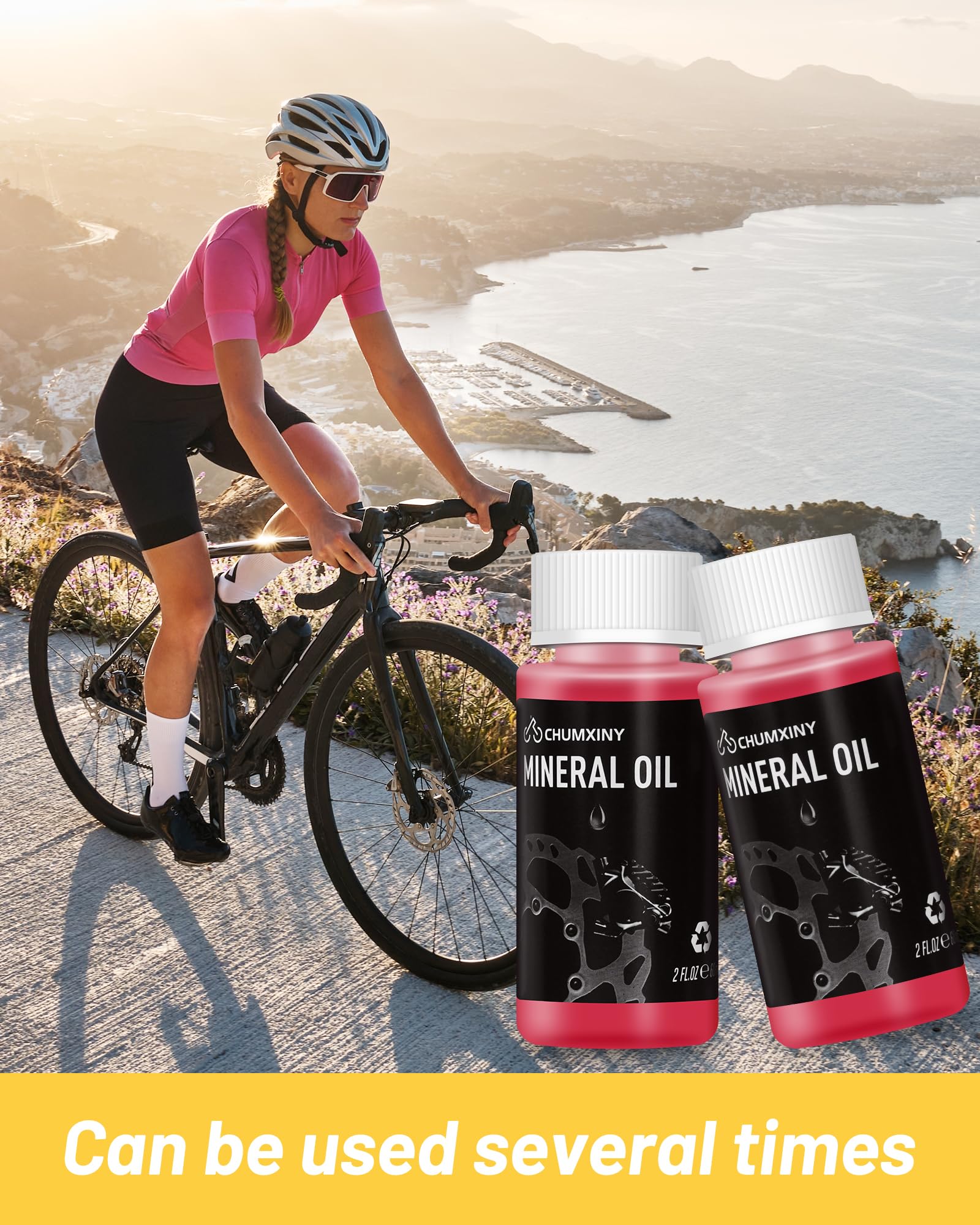 CHUMXINY Brake Bleed Kit for Shimano, TEKTRO, TRP Hydraulic Disc Brakes. Mountain Bike Brake Bleed Kit Includes Transparent Funnel, 120ML Mineral Oil Brake Fluid.