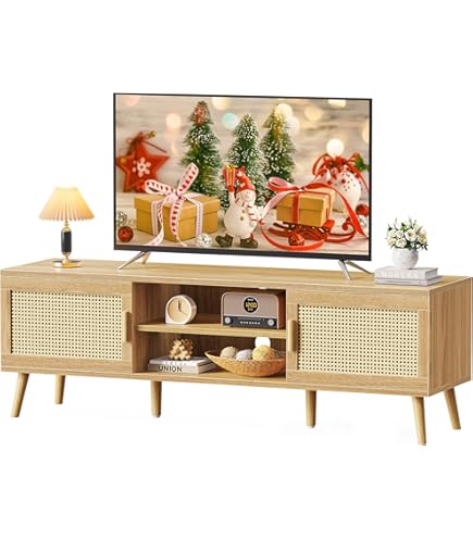 JONATHAN Y Gennaro 58-in 3-Storage Sliding Door Minimalist Farmhouse/Rustic Oak Tv Stand