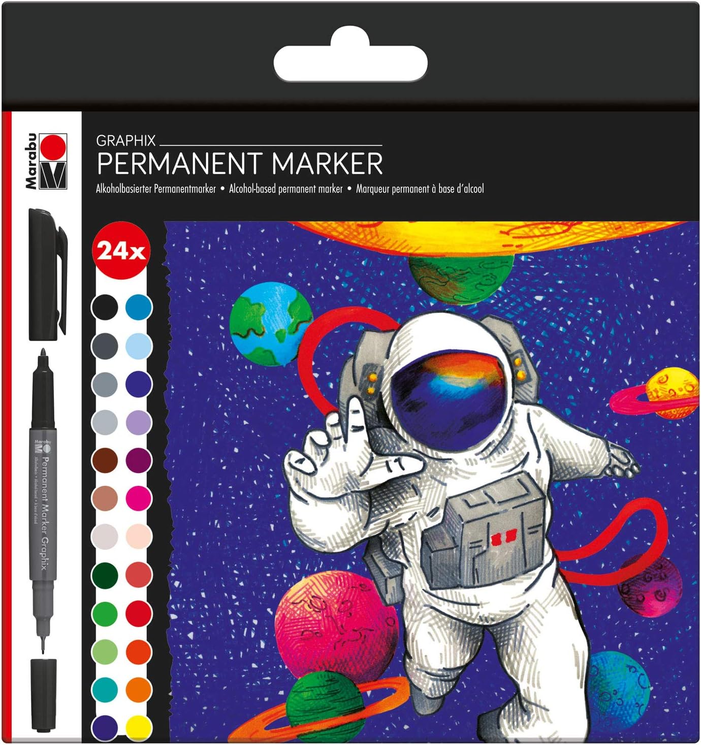 Marabu Graphix Multi-Coloured Hero of Galaxy Permanent Marker Assortment - Set of 24, 24 count (Pack of 1)