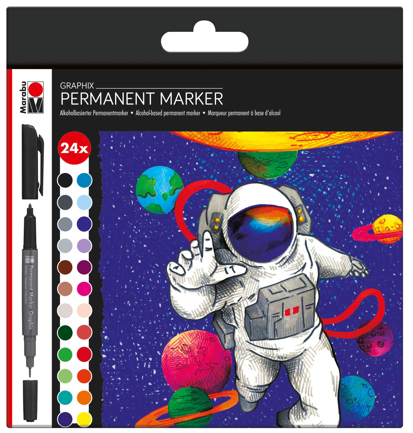 Marabu Graphix Multi-Coloured Hero of Galaxy Permanent Marker Assortment - Set of 24