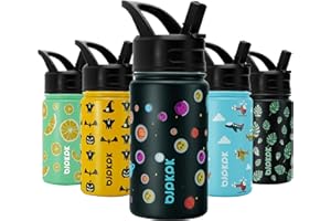 BJPKPK Water Bottle with Straw Lid, 15oz Insulated Water Bottle, Stainless Steel Metal Water Bottles, Reusable Leak Proof BPA Free Thermos, Flask, Cups, Planets