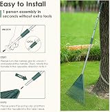 Garden Leaf Rake Adjustable 107-153cm 22 Tines Plastic Head view 5