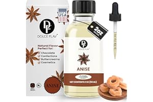 Dolce Flav Star Anise Extract – 2 Ounce Oil-Soluble Kosher, Sugar-Free, Concentrated Licorice Anise Flavoring for Baking, Cookies & Liqueurs, Includes Measured Dropper.