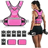 PACEARTH Adjustable Weight Vest 4-10lbs / 11-20lbs / 20-32lbs X-Shape Weighted Vest for Women and Men, Home Workout Ironsand Vest with Zipper Pouch and 6 Weight Packs, Available in Pink, Gray, Black