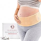 YOURTRUWELL Maternity Belly Band for Pregnant Women – Soft, Breathable Maternity Support Belt for Back & Bump Support – Adjustable Belly Support Band – Beige, One Size