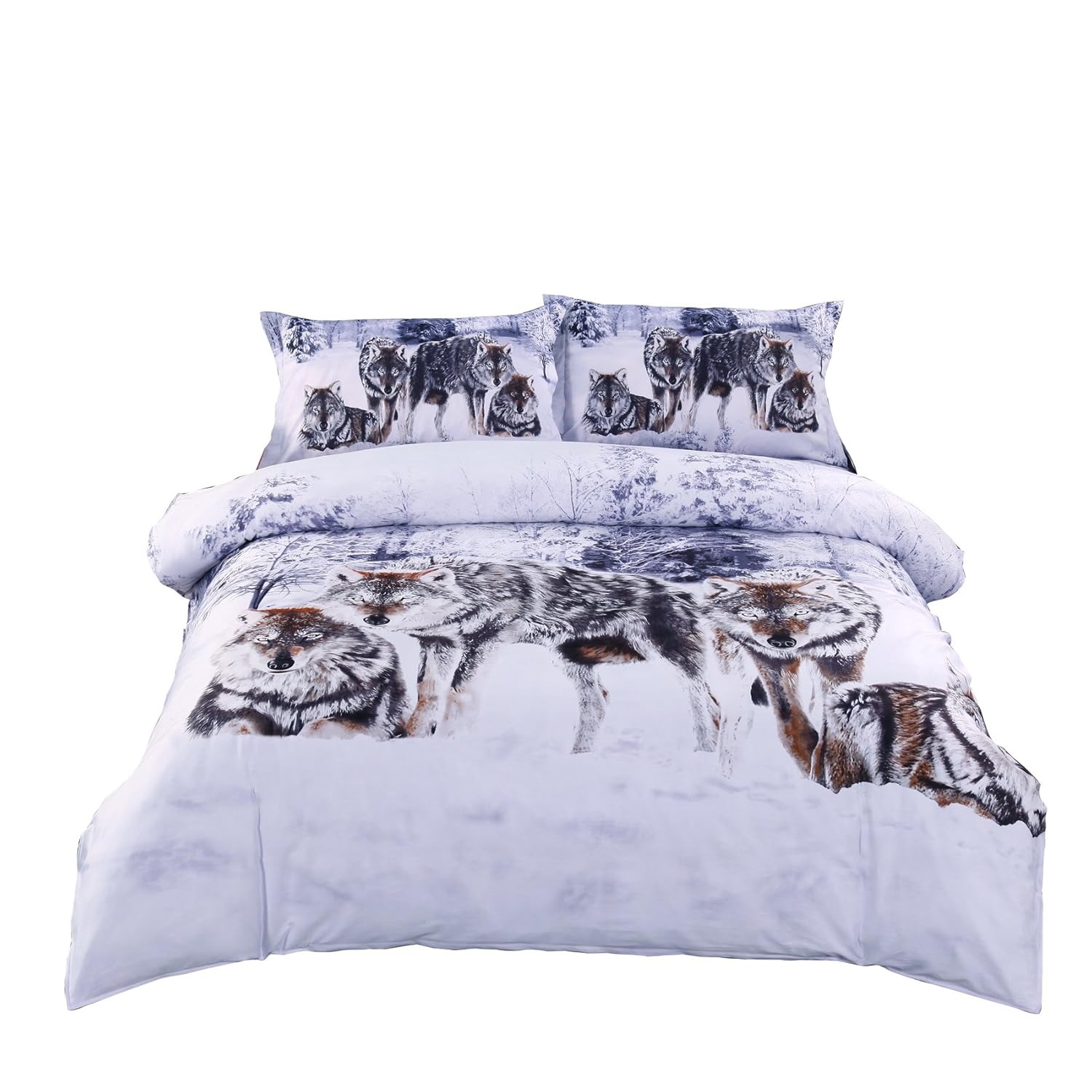 Wowelife White Wolf Comforter Sets Twin 5 Piece Wolf Bedding Set