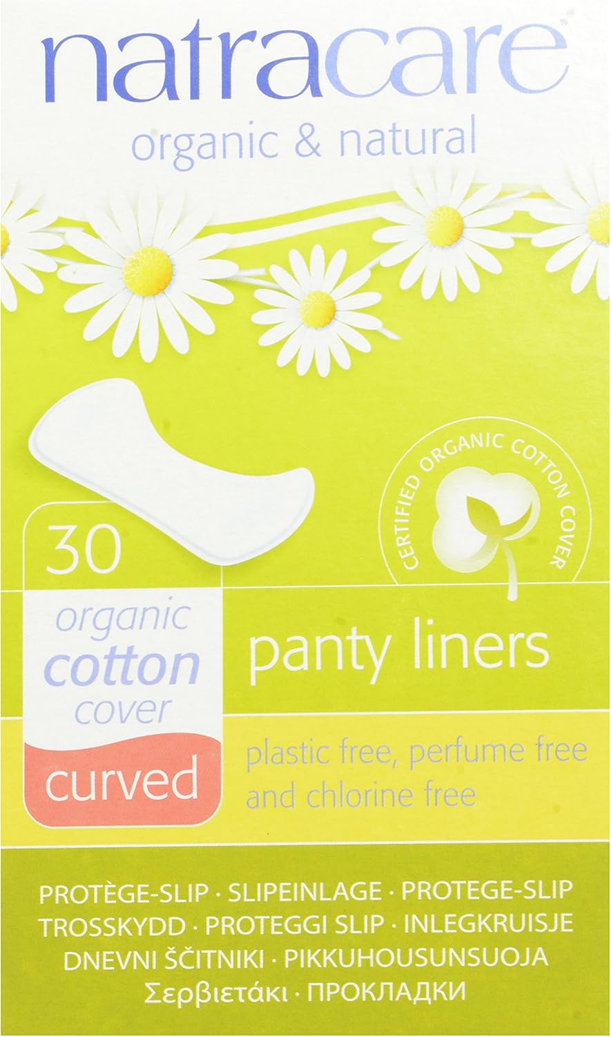 Natracare Organic and Natural Panty Liners Curved - 16 x Packs of 30 (480 Liners), Pack of 16