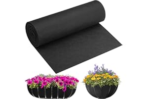 Adnee 118 x 14 Inch Non Woven Flower Pot Liner Roll-Black Felt Hanging Basket Liners Roll-Microgreens Growing Mat Roll for Garden Planter Window Hanging Flower Basket Indoor Outdoor