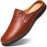 LUODENGLANG Men’s Slip-On Loafers Handmade Leather Slippers Breathable Comfortable Soft Hand Stitched no-heel Casual Shoes For Men