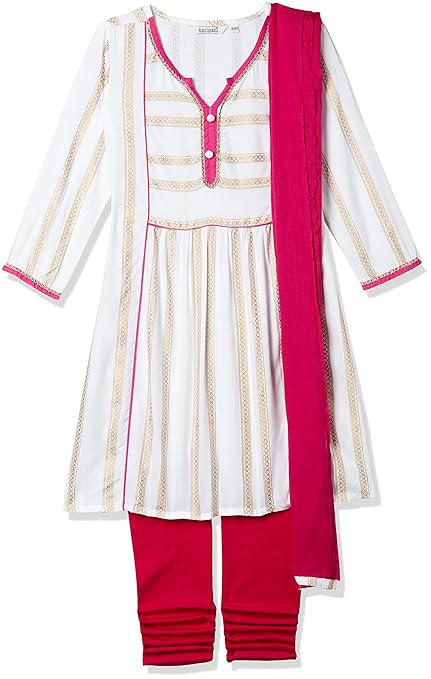 Girls' Straight Regular Fit Salwar Suit(Colors & Print May Vary)