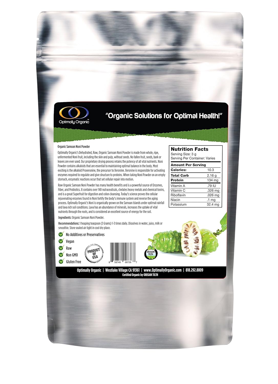 Noni Powder by Optimally Organic Noni Supplement, Noni Extract