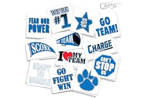 FashionTats Team Spirit Temporary Tattoos | Pack of 48 | MADE IN THE USA | Skin Safe | Removable (Blue)