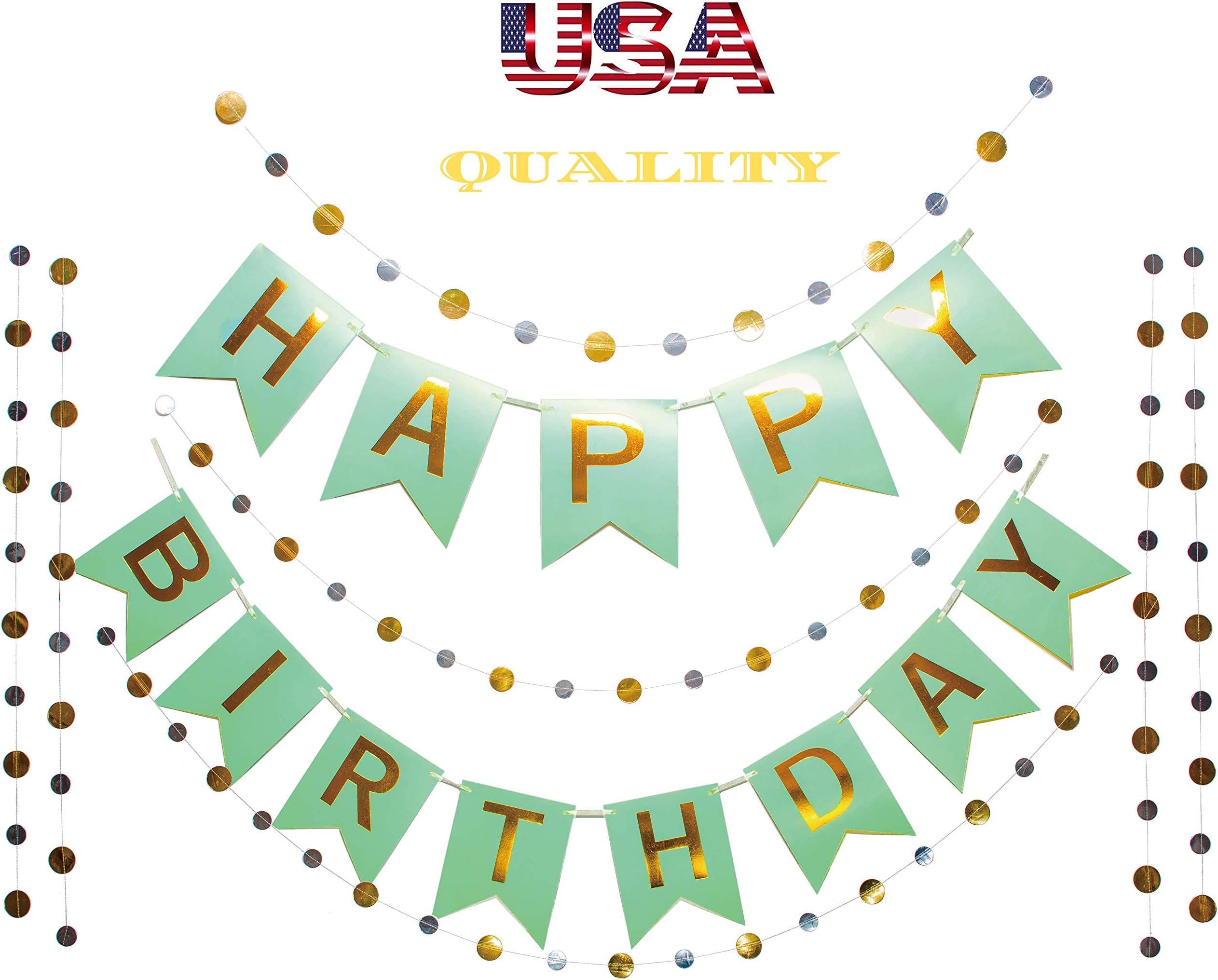 Birthday Decorations for women Happy Birthday Banner for women Green Bday Banner and Garlands for women Bday Decorations for women