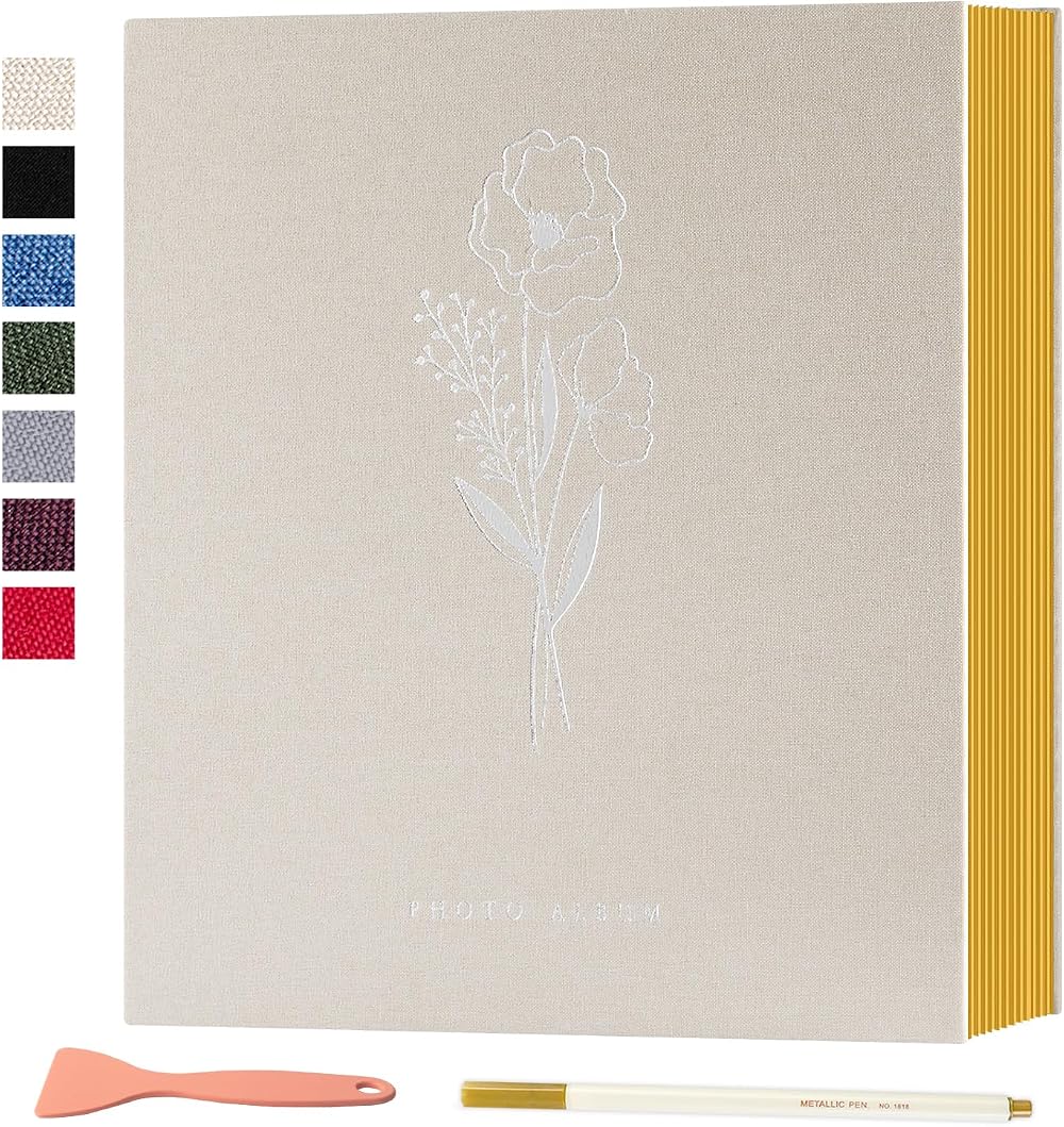 Lanpn Self Adhesive Photo Album 40 Pages Linen Scrapbook 6x4 7x5 A5 20 Sheets