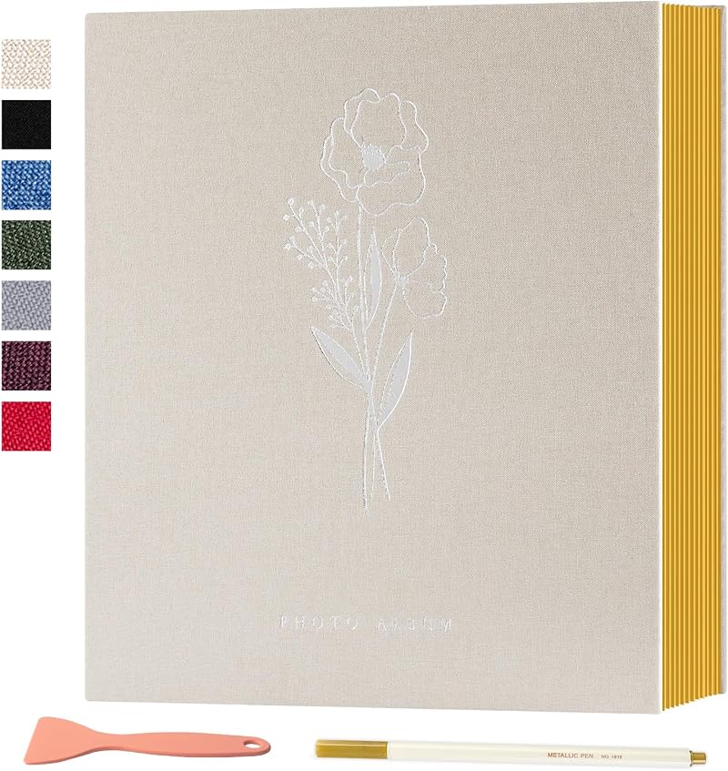 Lanpn Self Adhesive Photo Album 40 Pages Linen Scrapbook 6x4 7x5 A5 20 Sheets