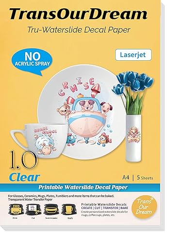 TransOurDream Water Slide Decal Paper for Laser Printer CLEAR (15 ...