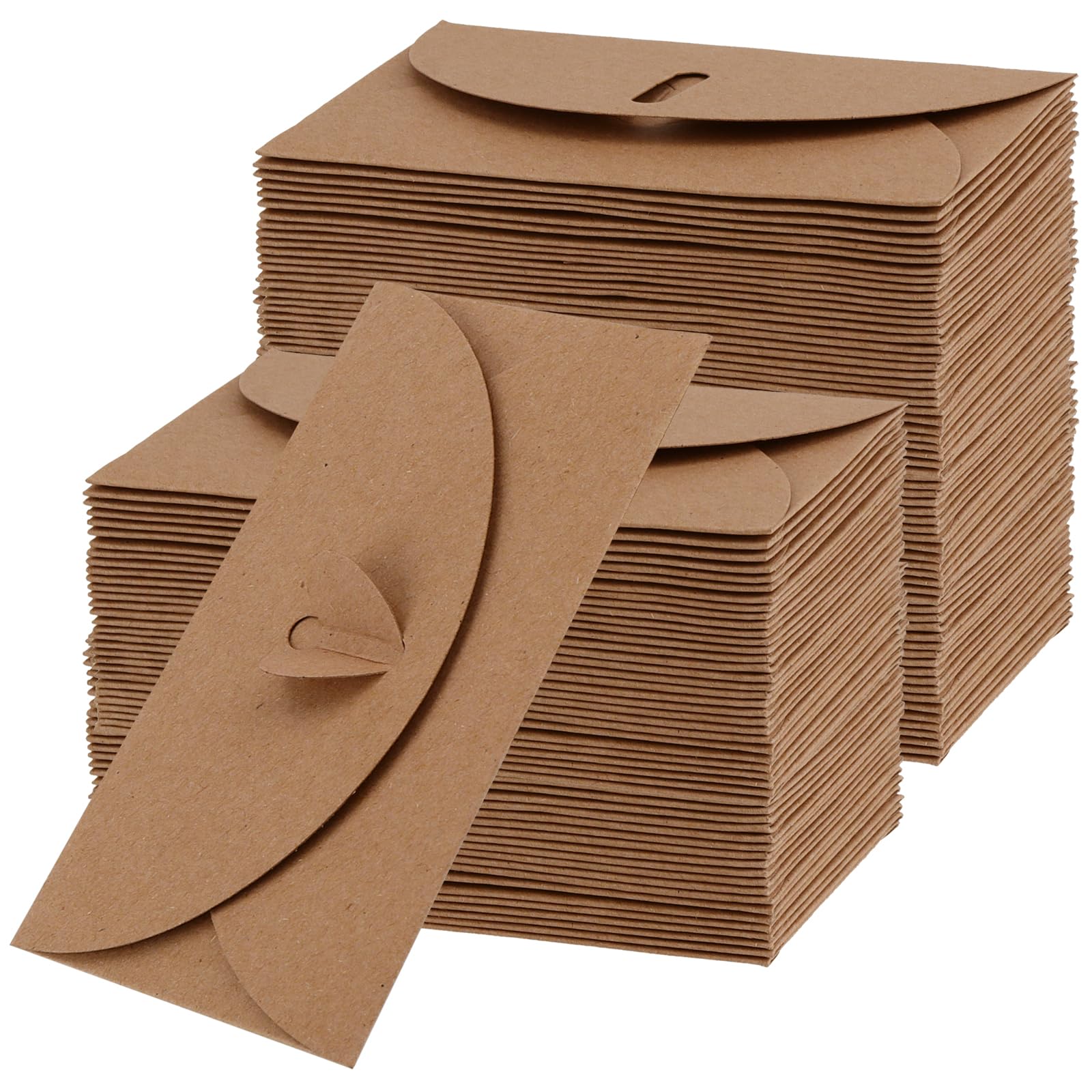 YUENPUN 300PCS Love Heart Clasp Envelopes, Mini Gift Card Envelope, Small Brown Kraft Paper Envelope for Gift, Wedding, Invitations, Thank You Cards