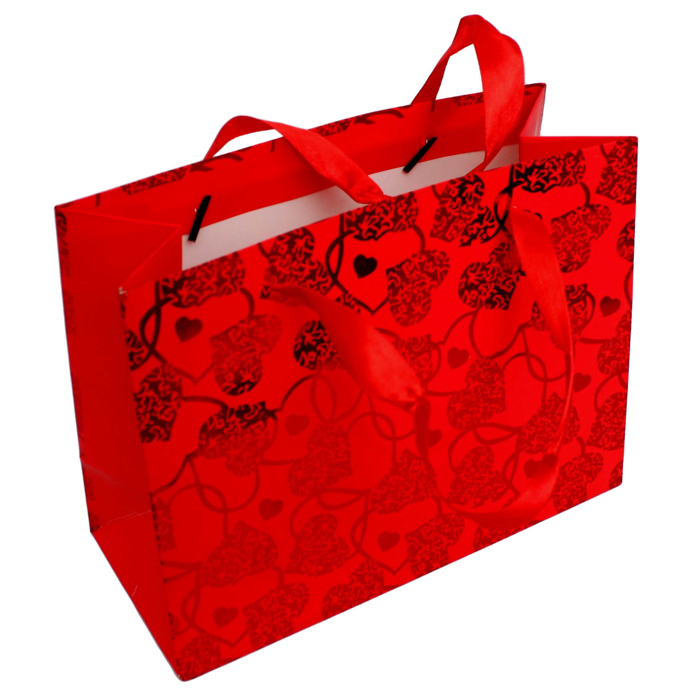 Paper Gift Carry Bags Heart Embossed 23 x 17.5 x 10 (Pack of 10