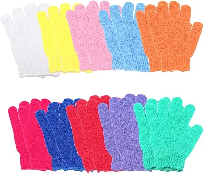 QCZJ Colourful Exfoliating Bath Shower Gloves 100% Nylon Body Scrubber 20 Pack