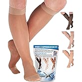 Made in USA Women Sheer Compression Socks for Travel – 20-30 mmHg Support for Flights, Swelling & Circulation Stockings, ATRAVEL205