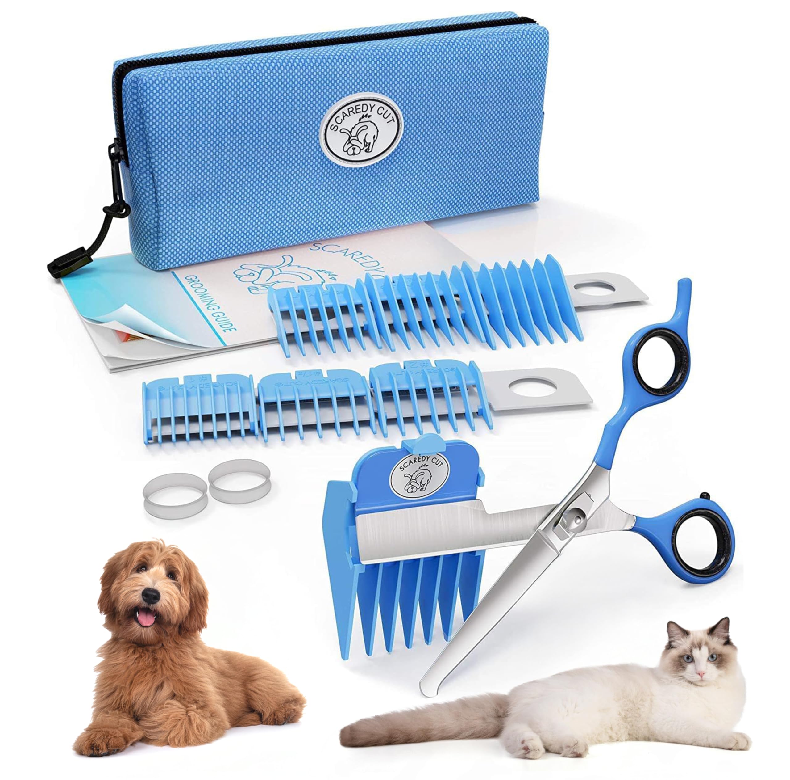 SCAREDY CUT Silent Pet Grooming Kit for Dog, Cat and All Pet Grooming - A Quiet Alternative to Electric Clippers for Sensitive Pets (Right-Handed Pink) (16 Count (Pack of 1)) — image 1