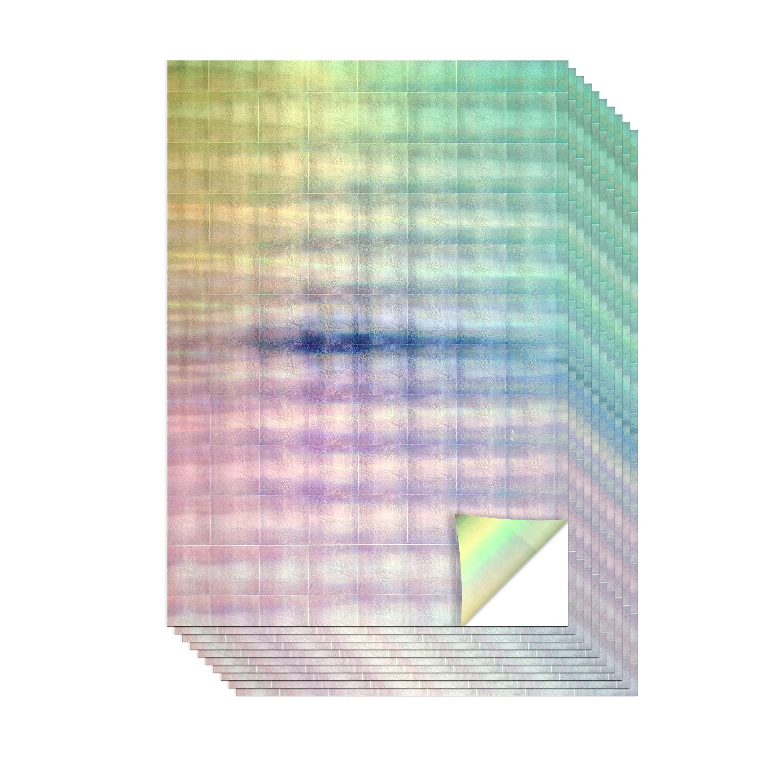 Evergreen Goods 10 Sheets A4 Holographic Silver Printable Vinyl - Inkjet & Laser Compatible, Waterproof, Glossy, Perfect for Cricut & Silhouette Cutters, Stunning Designs (Grid Pattern)