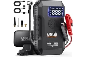 Car Battery Jump Starter with Air Compressor 160PSI,5000A 60W Portable Jump Starter Battery Pack (All Gas/10L Diesel),12V Sta