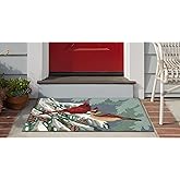 Liora Manne FRONTPORCH Indoor/Outdoor Hand Tufted Durable Area Rug - Transitional Garden Bird Decorative (Cardinal Christmas 