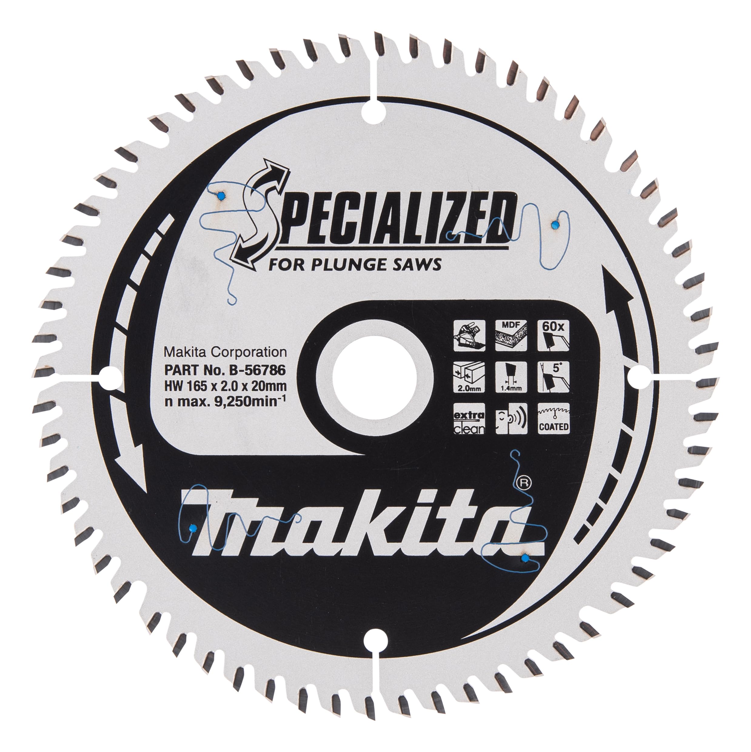 Makita B-56786 Specialized Saw Blade for Plunge Saws 165x20x60T