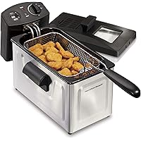 Hamilton Beach Electric Deep Fryer, Frying Basket with Hooks, 12 Cups / 3 Liters Oil Capacity Professional Grade, 1500…