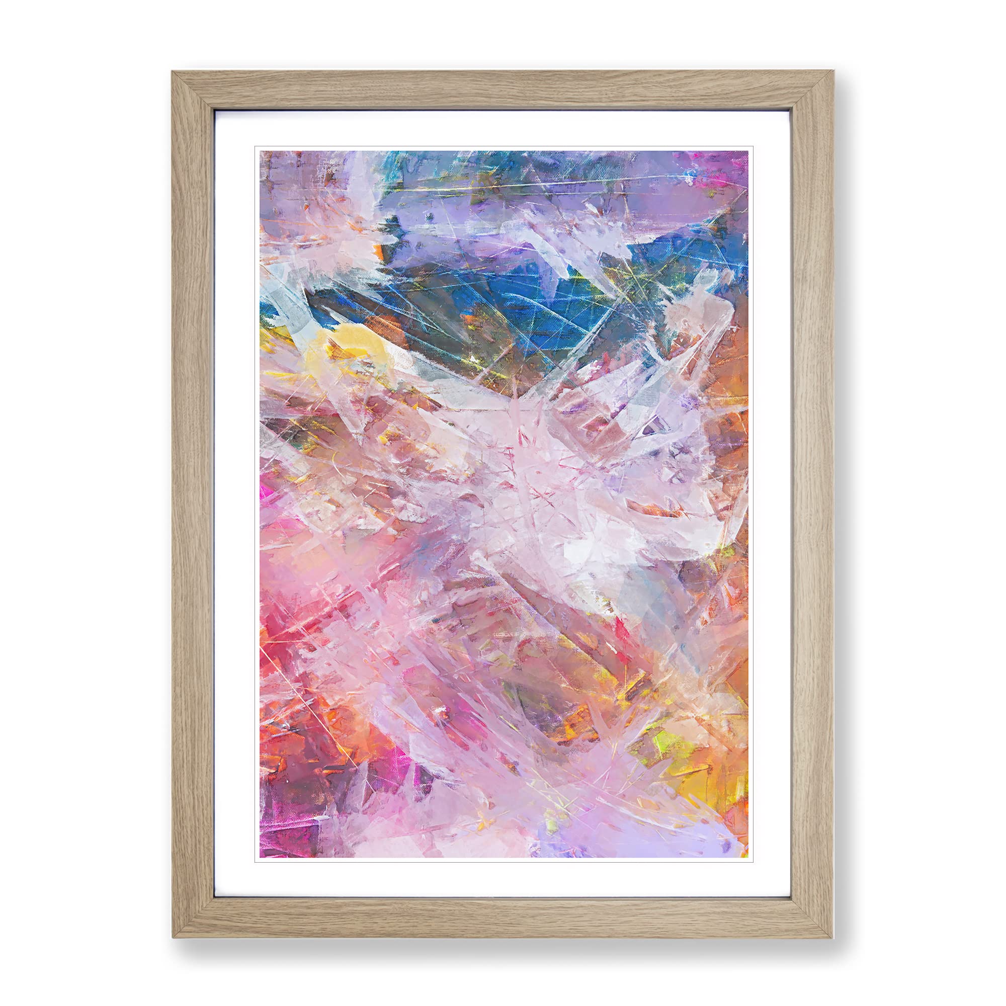 Tell Me A Story In Abstract Modern Framed Wall Art Print, Ready to Hang Picture for Living Room Bedroom Home Office Décor, Oak A4 (34 x 25 cm)