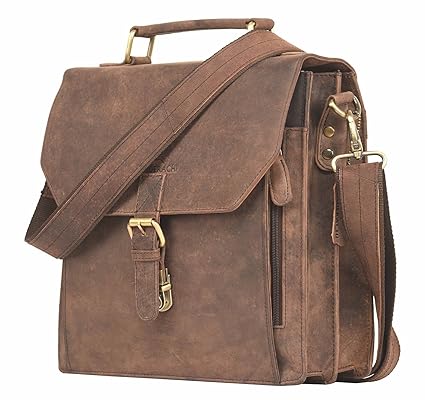 LEADERACHI Hunter Leather Laptop Briefcase Bag [Caserta-Muskat]