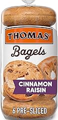 Thomas’ Cinnamon Raisin Bagels, 6 Pre Sliced Bagels with No High Fructose Corn Syrup, 20 Oz Bag