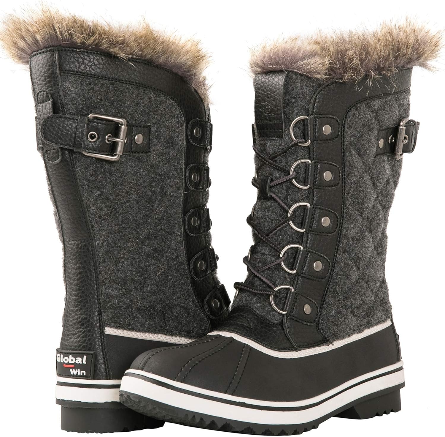  | GLOBALWIN Women's Asymmetrical Mid-Calf Fashion Snow Boots | Snow Boots
