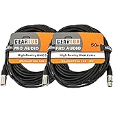 Gearlux DMX Cable, 3 Pin, Male to Female, 50 Feet - 2 Pack