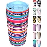 TILUCK 20 oz Tumbler with Lid, Vacuum Insulated Stainless Steel Coffee Mug, Double-Walled Travel Tumbler for Hot and Cold Drinks(RainbowStripes, 20oz)