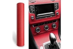 Silence Shopping DIY Wrap Roll Film Sticker Decal Adhesive Cars Auto 3D Carbon Fiber Vinyl Wrap Sheet Decoration (Red, 5FT x 1FT)