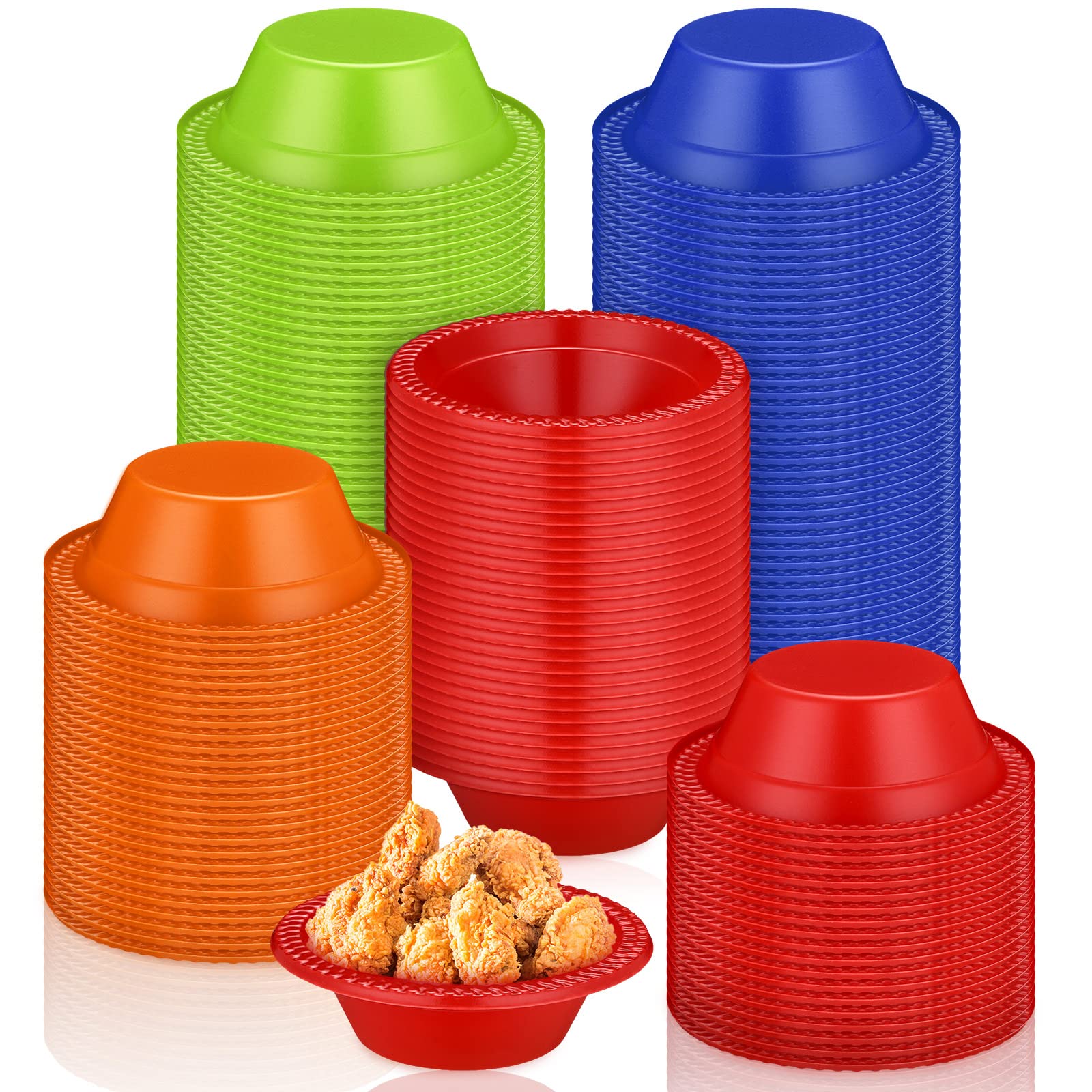 Photo 1 of Lallisa 160 Pcs 12oz Multicolor Disposable Plastic Bowls Dessert Cups Ice Cream Snack Salad Soup Food Serving Bowls for Summer Party Favor Picnic
