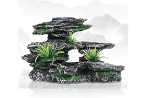 Aquazoo Aquarium Decor Mountain View Stone Ornament, Premium Landscape Fish Tank Decorations Large, Fish Tank Accessories, Ideal for Betta, Snails, Turtle, Hiding, Playing, Basking and Resting Spots