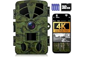 Fargarloo Trail Camera 4K, WiFi Game Camera, 120°Wide Angle, Night Vision Cameras, 32GB TF Card, IP66 Waterproof, Deer Scouting or Home Security, 0.2s Trigger Motion Activated for Wildlife